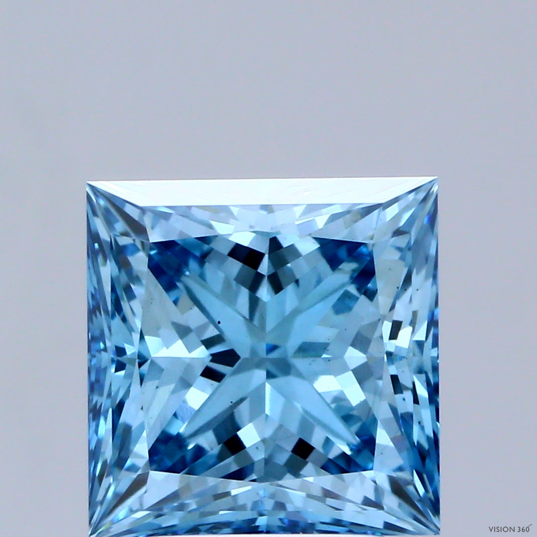 3.59ct Princess FANCY VIVID BLUE VS1 Lab Created Diamond