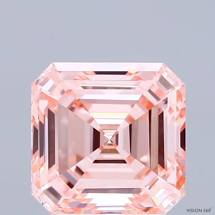 3.04ct Asscher FANCY INTENSE PINK VVS2 Lab Created Diamond