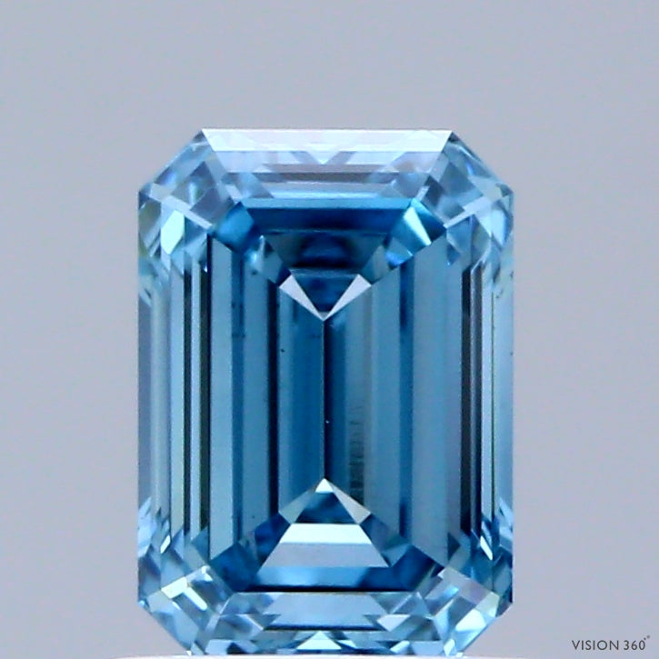 1.07ct Emerald FANCY VIVID BLUE VS1 Lab Created Diamond