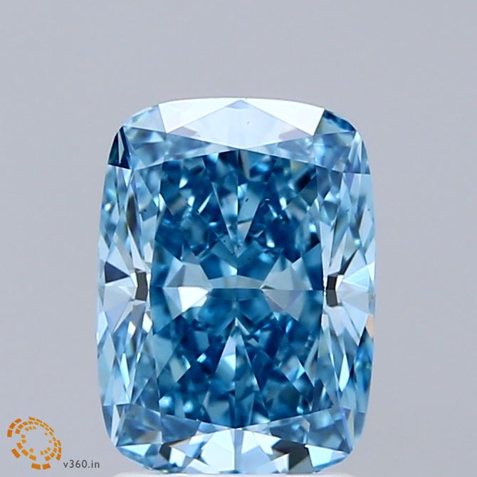 2.02ct Cushion FANCY VIVID BLUE VS2 Lab Created Diamond
