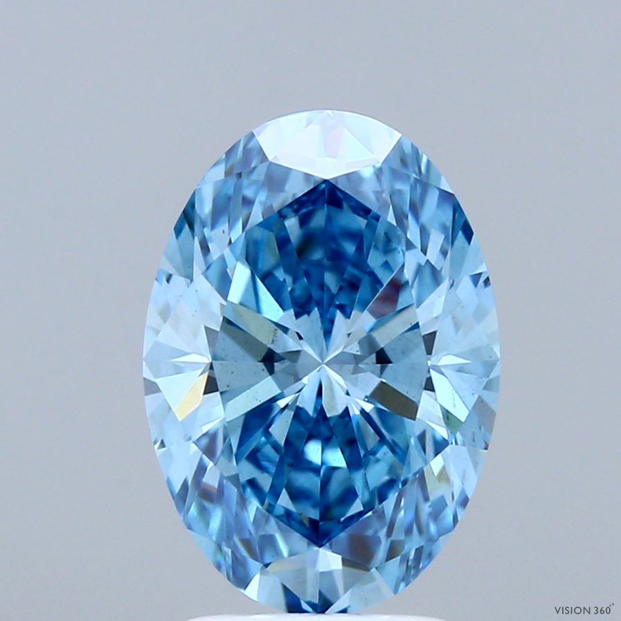 3.05ct Oval FANCY VIVID BLUE VS2 Lab Created Diamond