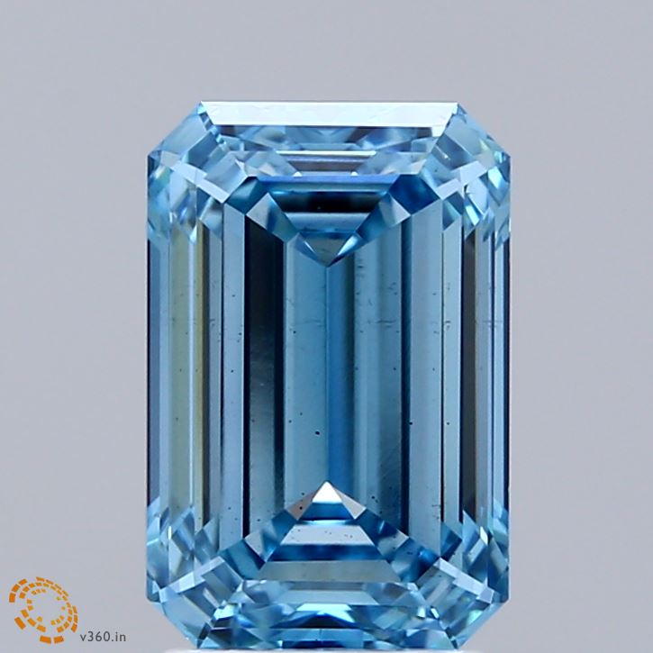 3.04ct Emerald FANCY VIVID BLUE VS2 Lab Created Diamond