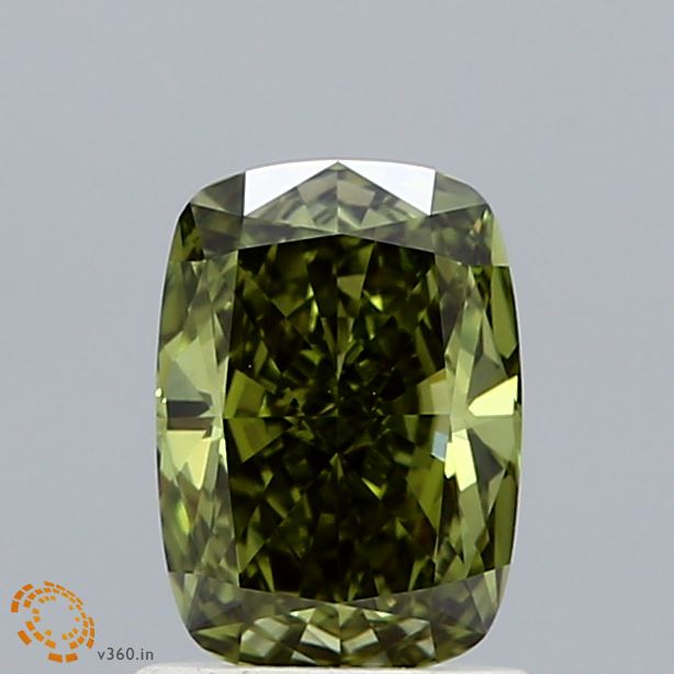 1.07ct Cushion FANCY VIVID GREEN VS1 Lab Created Diamond