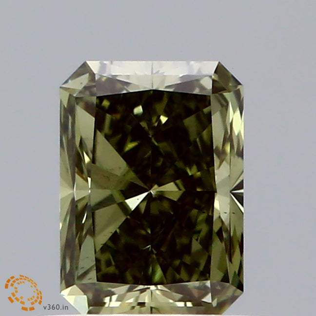 0.82ct Radiant FANCY DEEP GREEN GREYISH VS1 Lab Created Diamond