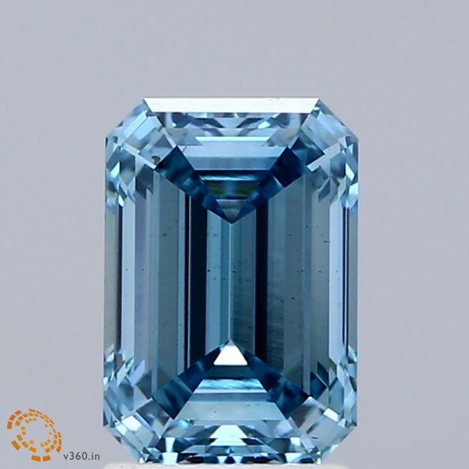1.93ct Emerald FANCY VIVID BLUE VS2 Lab Created Diamond