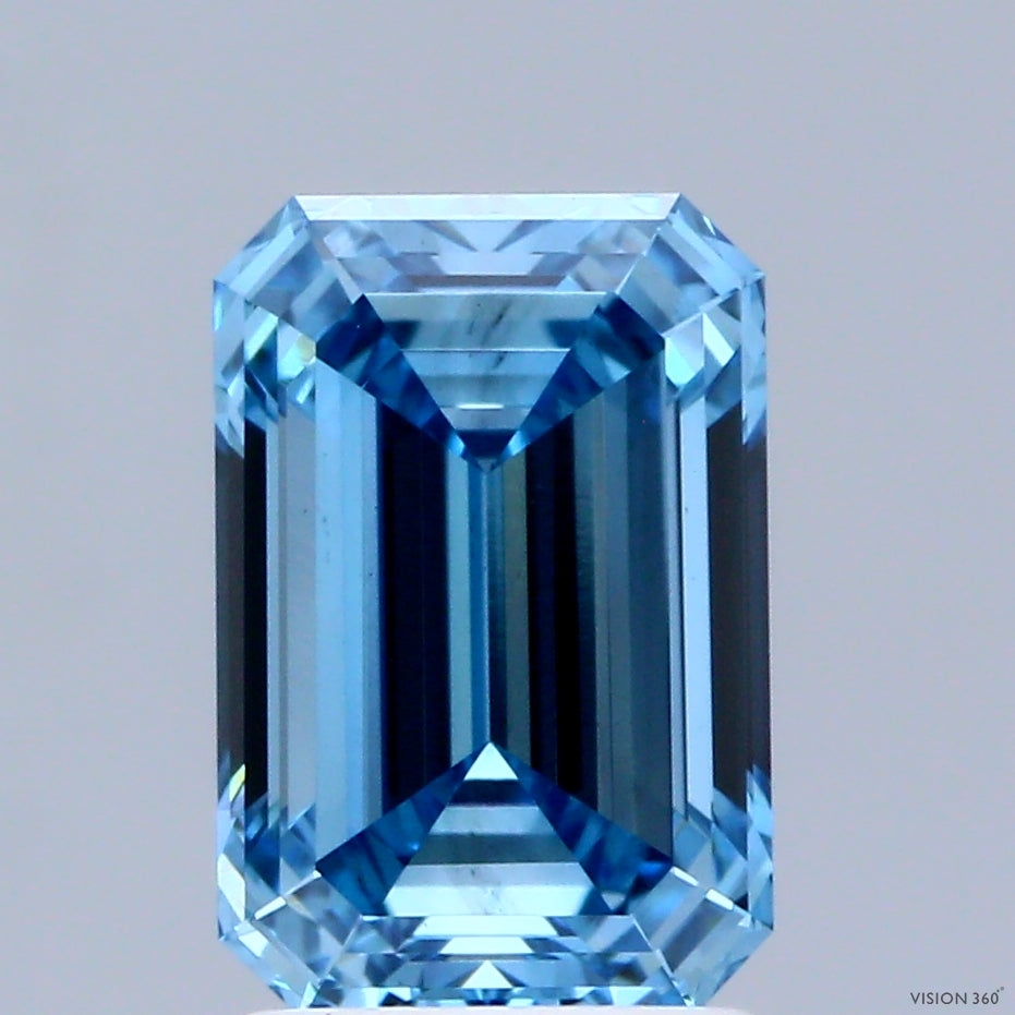 2.09ct Emerald FANCY VIVID BLUE VS2 Lab Created Diamond