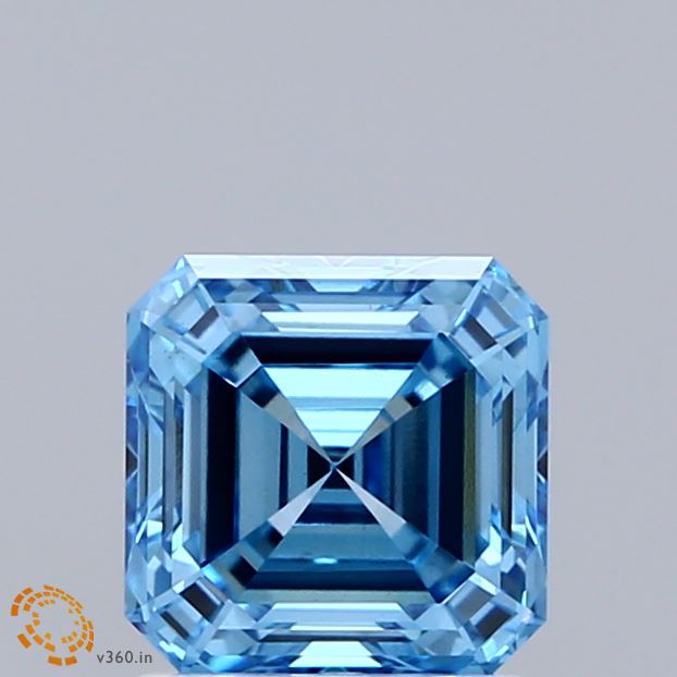 1.51ct Asscher FANCY VIVID BLUE VS1 Lab Created Diamond