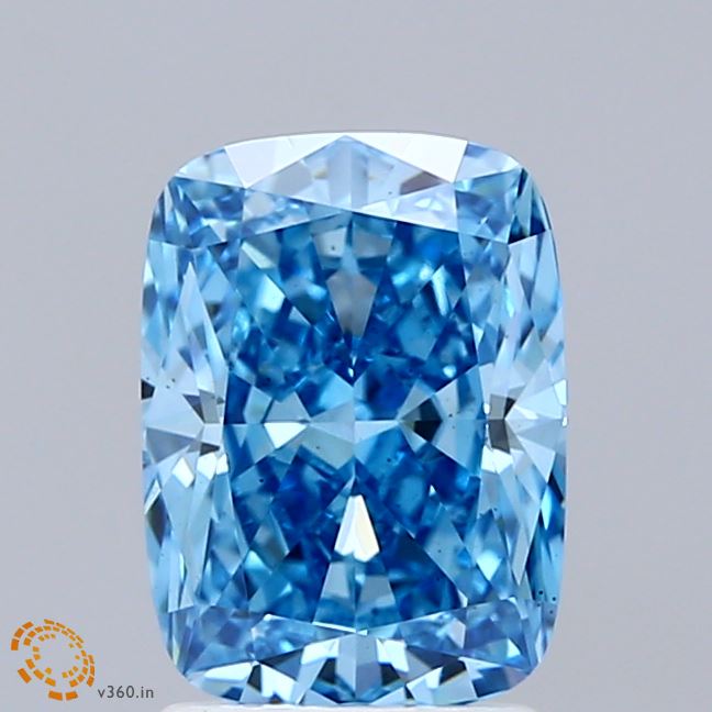 2ct Cushion FANCY VIVID BLUE VS2 Lab Created Diamond