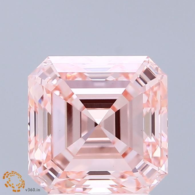 3.05ct Asscher FANCY INTENSE PINK VS1 Lab Created Diamond