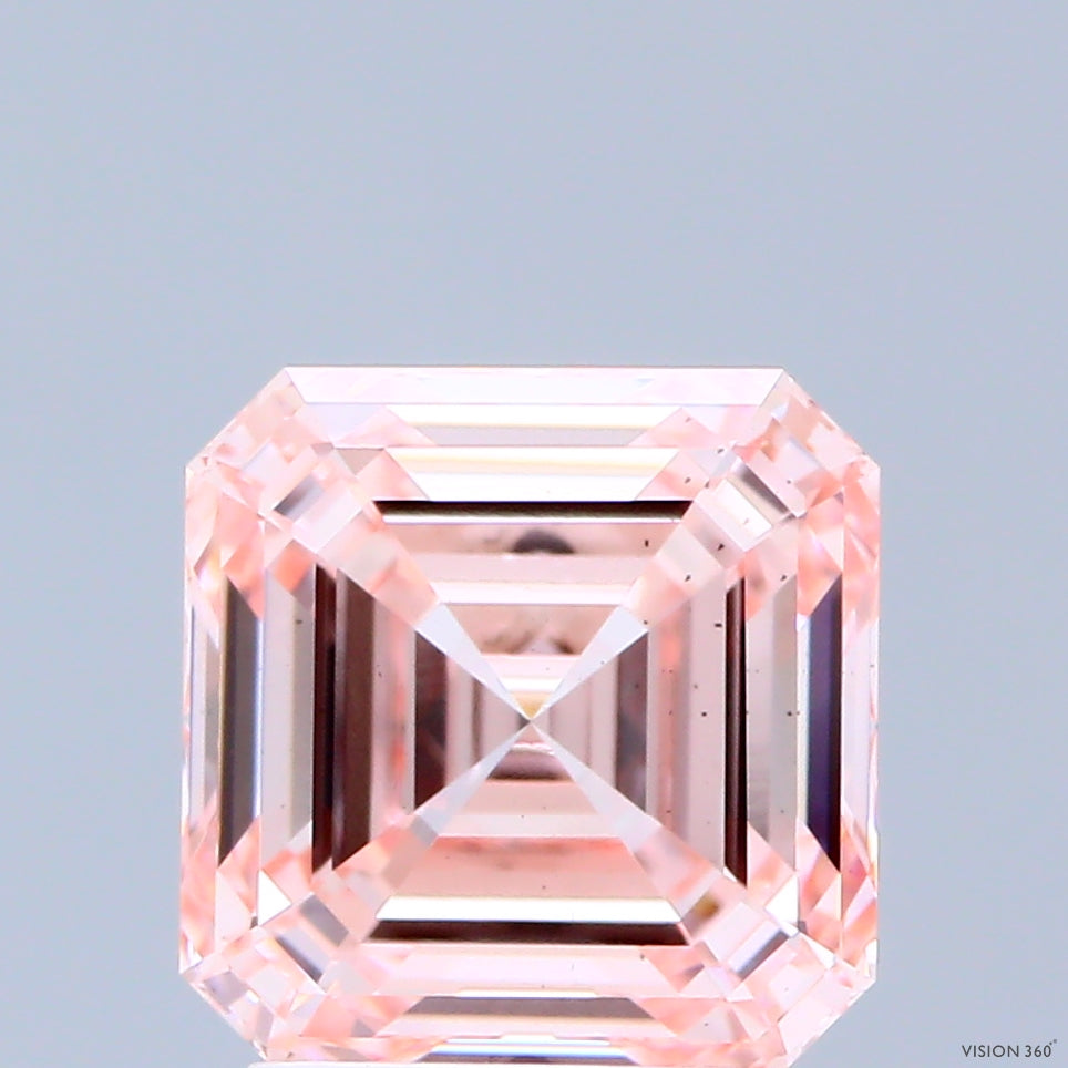 2.54ct Asscher FANCY INTENSE PINK VS2 Lab Created Diamond