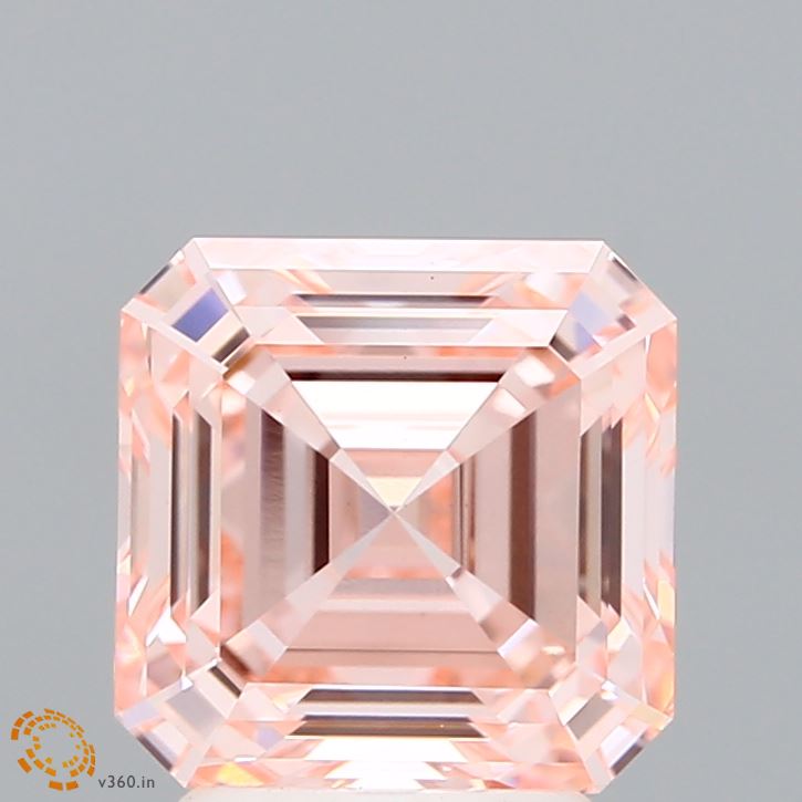3.03ct Asscher FANCY INTENSE PINK VS1 Lab Created Diamond