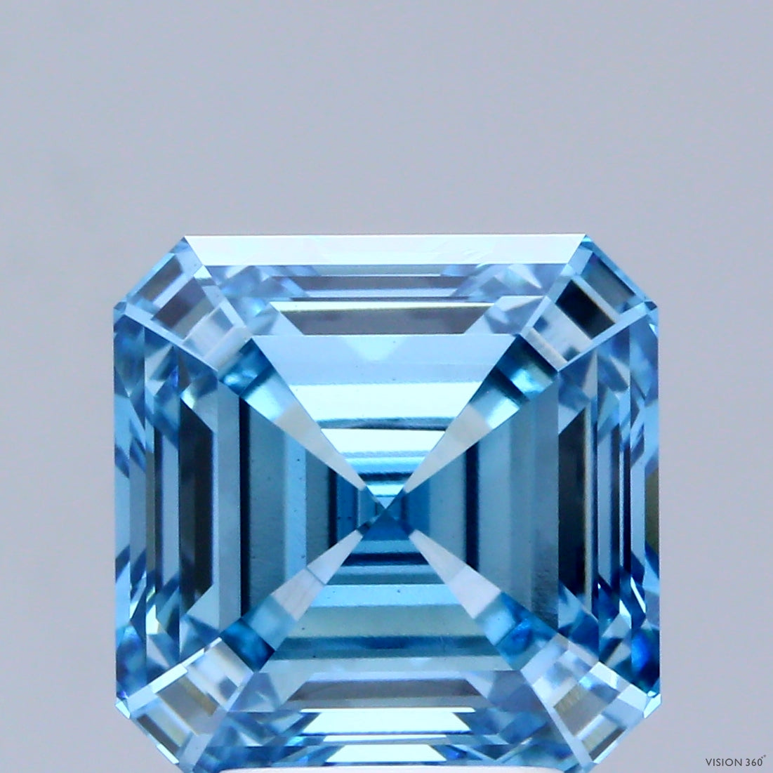 4.61ct Asscher FANCY VIVID BLUE VS1 Lab Created Diamond