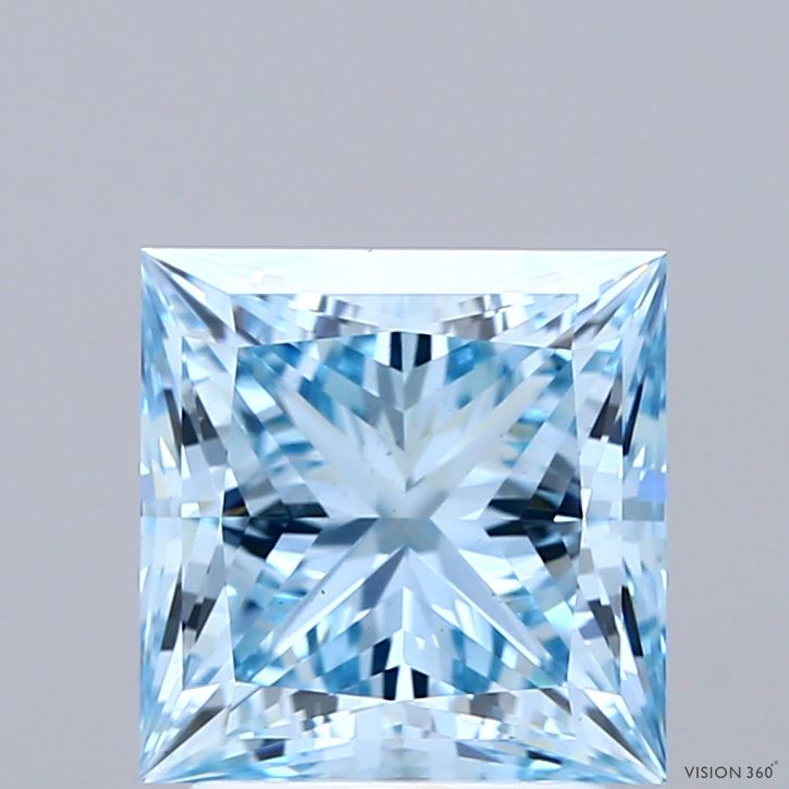 2.74ct Princess FANCY VIVID BLUE VS1 Lab Created Diamond