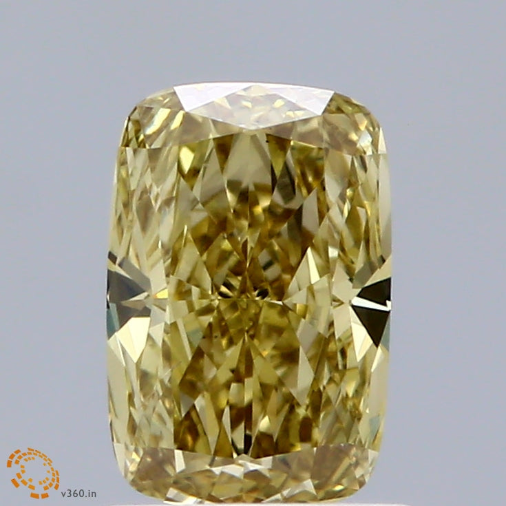 1ct Cushion FANCY INTENSE YELLOW VS2 Lab Created Diamond