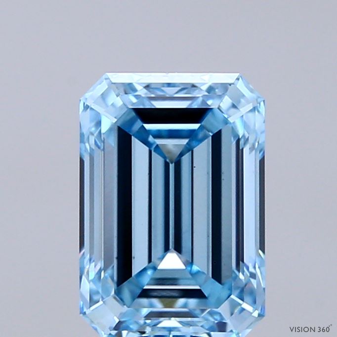 1.9ct Emerald FANCY VIVID BLUE VS1 Lab Created Diamond
