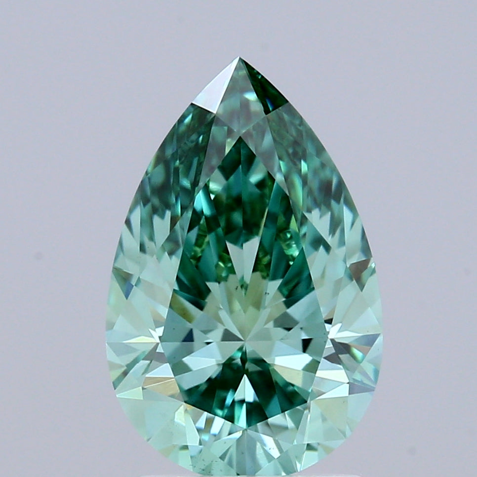 2.02ct Pear FANCY VIVID GREEN VS1 Lab Created Diamond