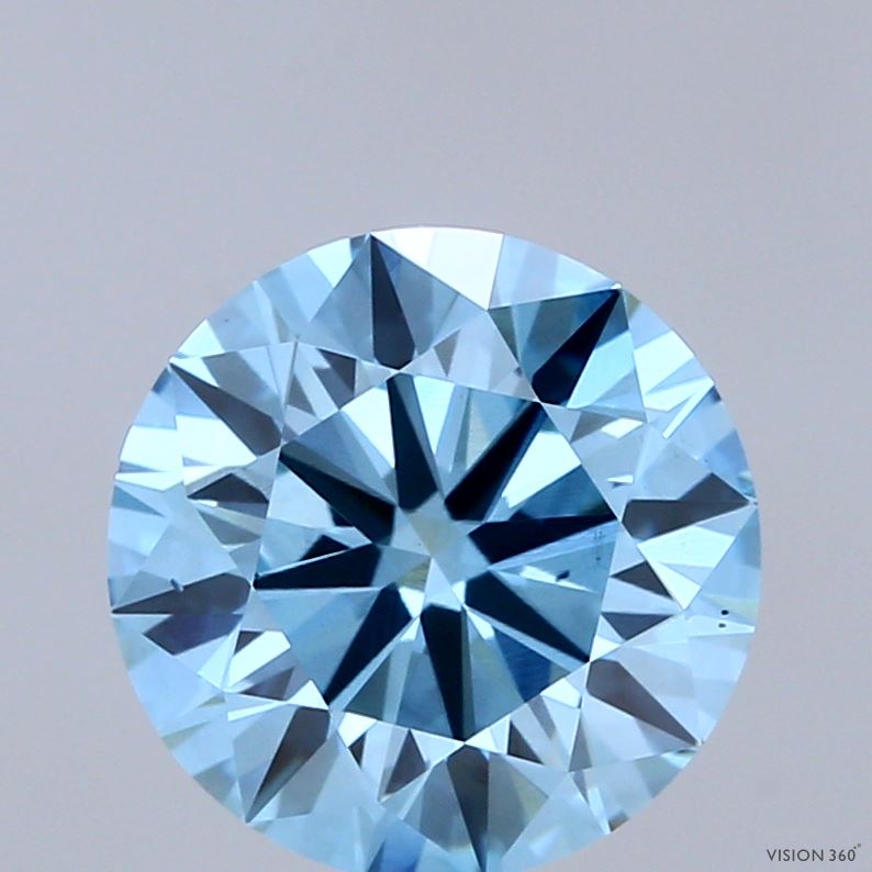 3ct Round FANCY VIVID BLUE VS2 Lab Created Diamond