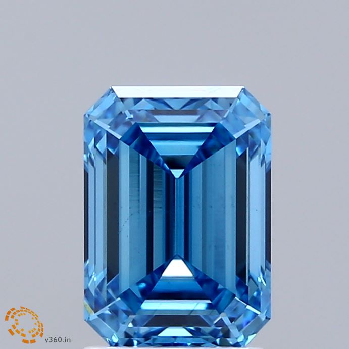 2.1ct Emerald FANCY VIVID BLUE VS1 Lab Created Diamond