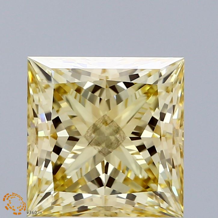 4.05ct Princess FANCY INTENSE YELLOW VS2 Lab Created Diamond