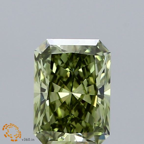 1.01ct Radiant FANCY VIVID GREEN VVS2 Lab Created Diamond