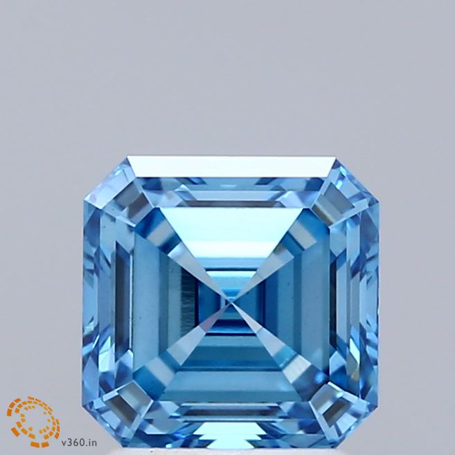 2.03ct Asscher FANCY VIVID BLUE VS1 Lab Created Diamond