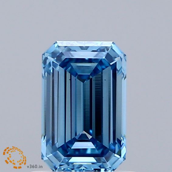 1.01ct Emerald FANCY VIVID BLUE VS2 Lab Created Diamond