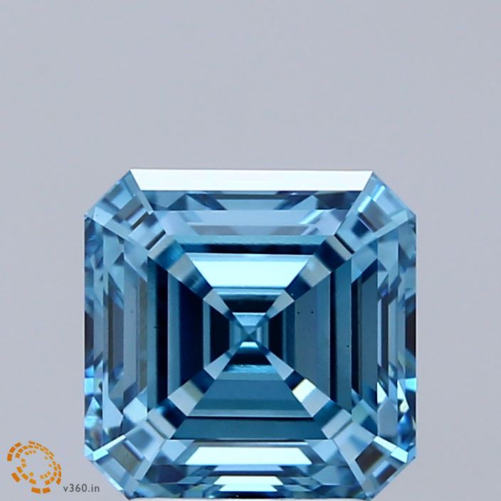 2.74ct Asscher FANCY VIVID BLUE VS1 Lab Created Diamond