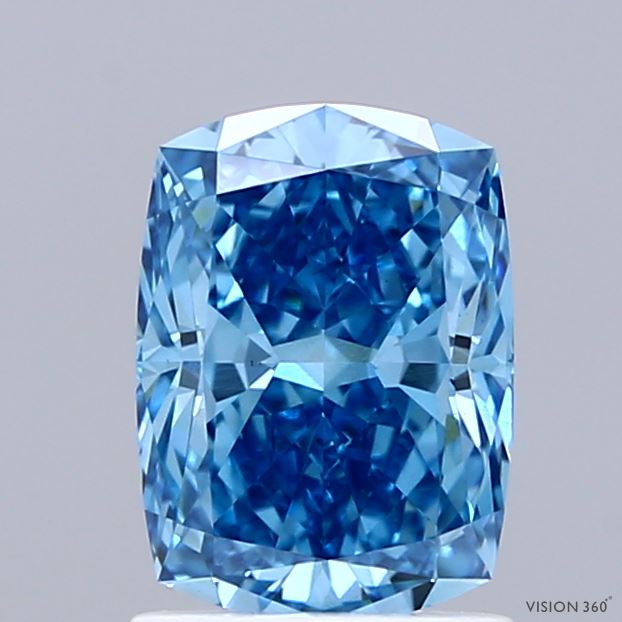 1.54ct Cushion FANCY VIVID BLUE VS1 Lab Created Diamond
