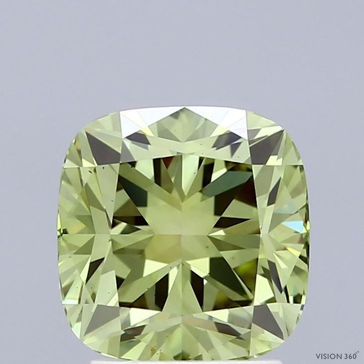 2.53ct Cushion FANCY VIVID GREEN VS1 Lab Created Diamond