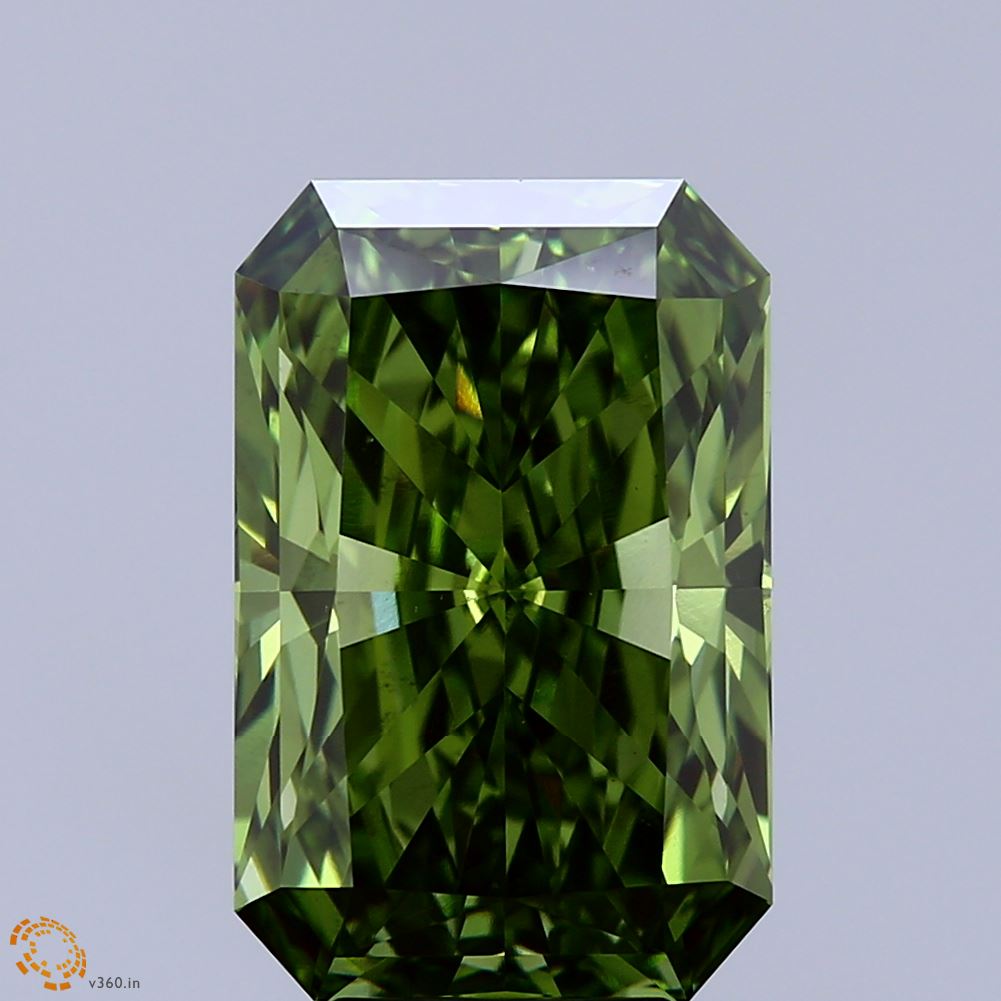 5.87ct Radiant FANCY VIVID GREEN VS1 Lab Created Diamond