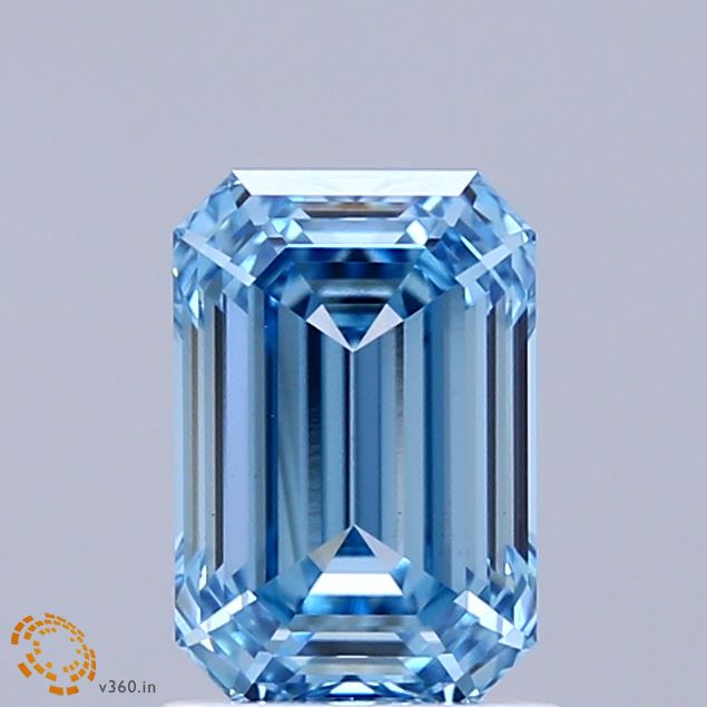 1.51ct Emerald FANCY VIVID BLUE VS1 Lab Created Diamond