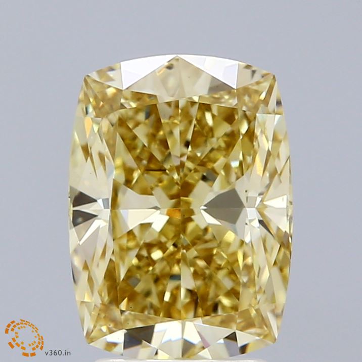 3ct Cushion FANCY INTENSE YELLOW VS1 Lab Created Diamond