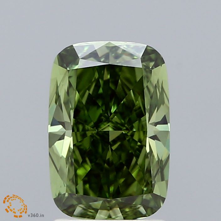 2ct Cushion FANCY VIVID GREEN VS1 Lab Created Diamond