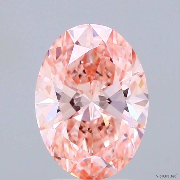 2ct Oval FANCY VIVID PINK VS1 Lab Created Diamond