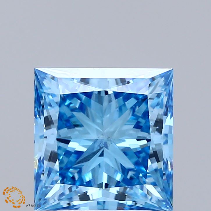 3.02ct Princess FANCY VIVID BLUE VS1 Lab Created Diamond