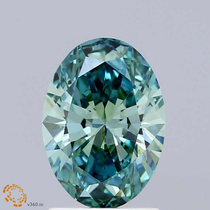 1.51ct Oval FANCY VIVID GREEN VS1 Lab Created Diamond