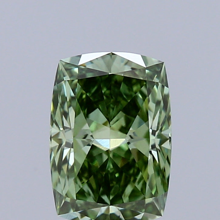 1.03ct Cushion FANCY VIVID GREEN VS1 Lab Created Diamond