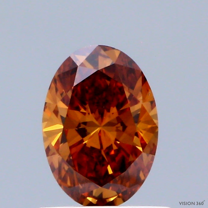 0.53ct Oval FANCY VIVID BROWNISH ORANGE VS1 Lab Created Diamond