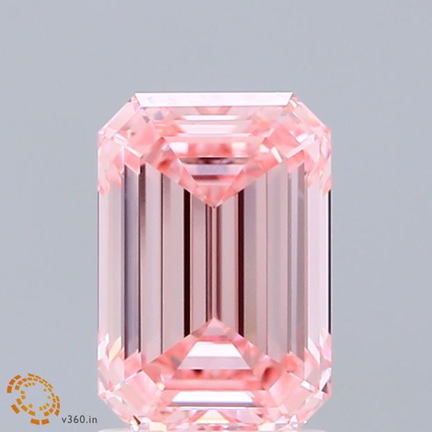 1.58ct Emerald FANCY VIVID PINK VVS1 Lab Created Diamond