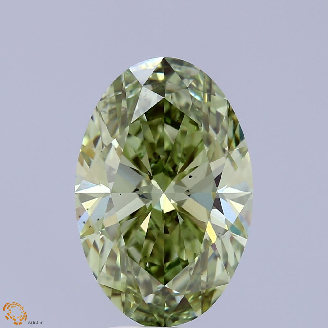 5.01ct Oval FANCY INTENSE GREEN VS1 Lab Created Diamond