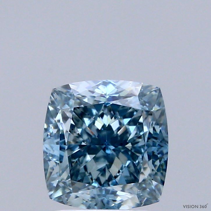 2.05ct Cushion FANCY INTENSE BLUE GREENISH VS2 Lab Created Diamond