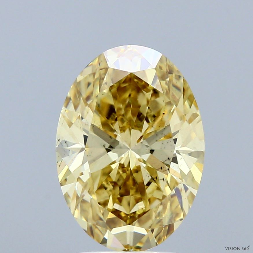 3ct Oval FANCY INTENSE YELLOW VS2 Lab Created Diamond