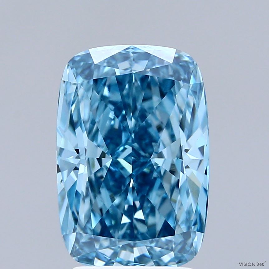 3.29ct Cushion FANCY VIVID BLUE VVS1 Lab Created Diamond