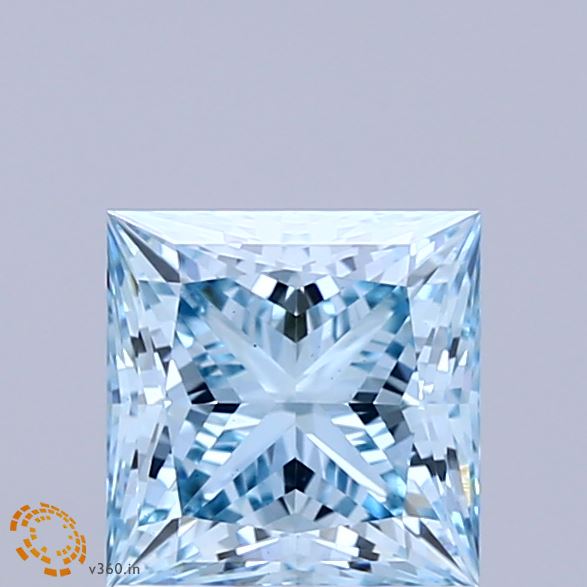 1.45ct Princess FANCY VIVID BLUE VS1 Lab Created Diamond