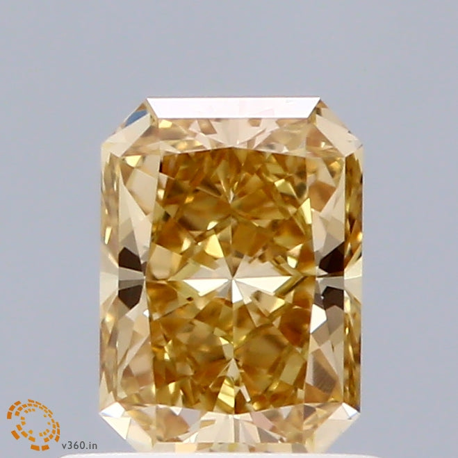 0.77ct Radiant FANCY VIVID BROWNISH YELLOW VVS2 Lab Created Diamond