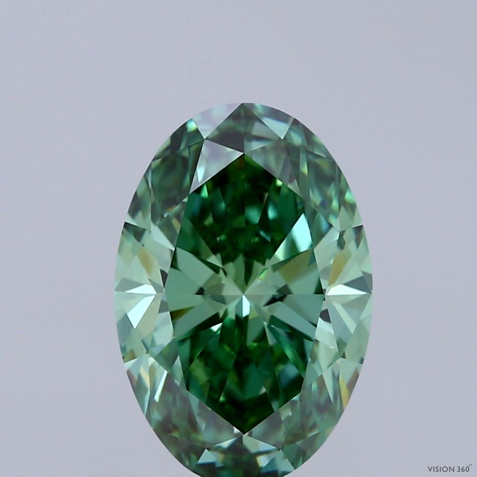 3.01ct Oval FANCY VIVID GREEN VVS2 Lab Created Diamond