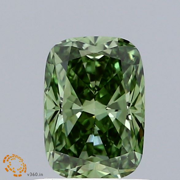 1ct Cushion FANCY VIVID GREEN VS2 Lab Created Diamond