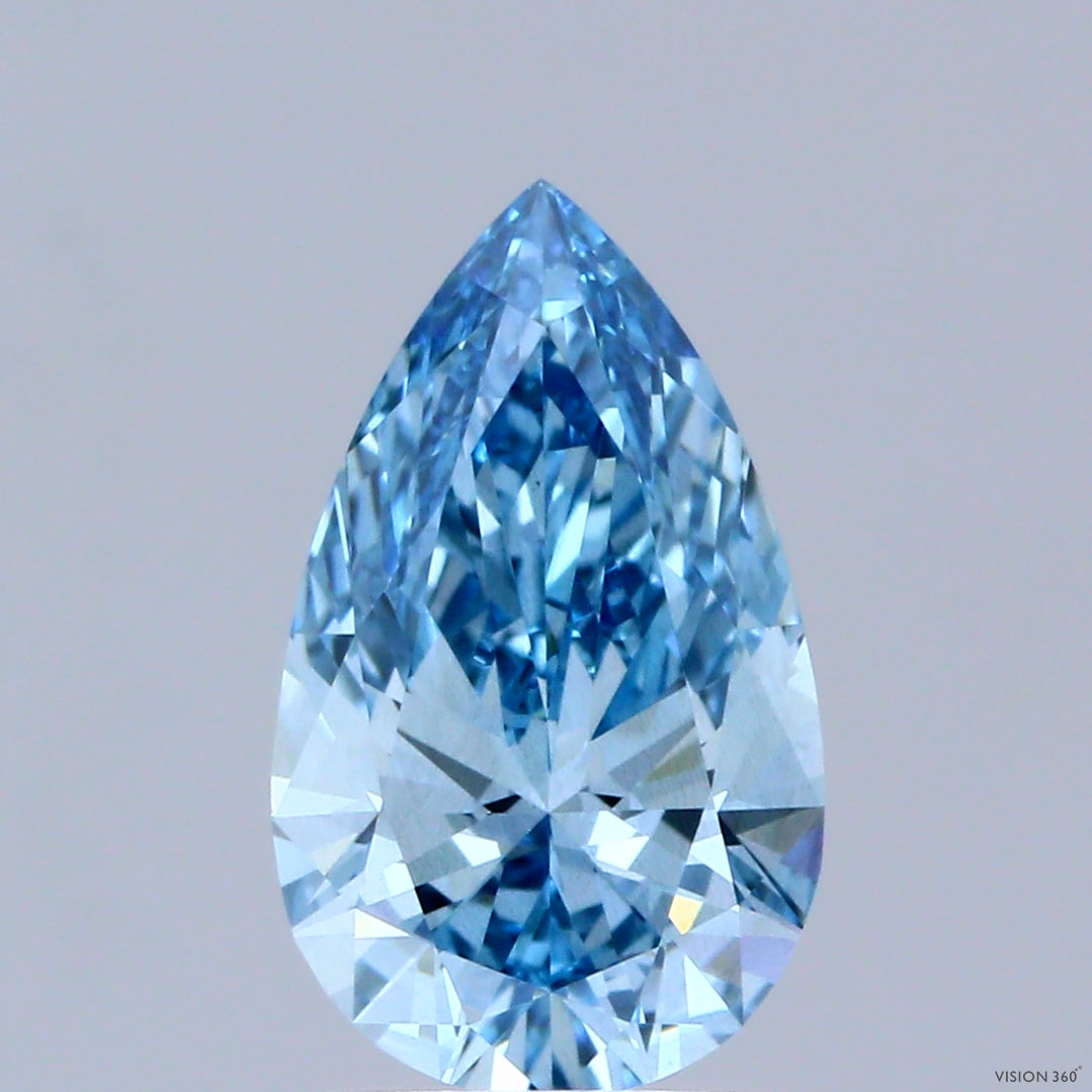 1.65ct Pear FANCY VIVID BLUE VS2 Lab Created Diamond