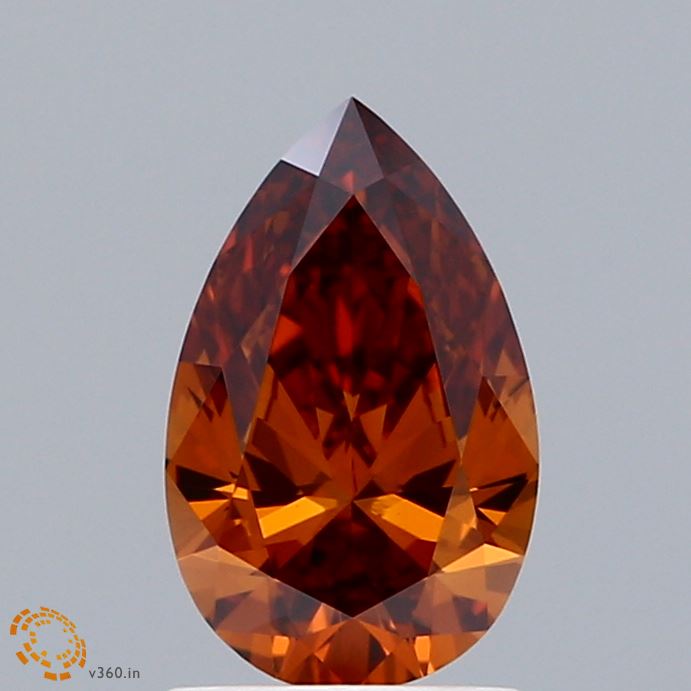 1.01ct Pear FANCY DEEP ORANGE VVS2 Lab Created Diamond