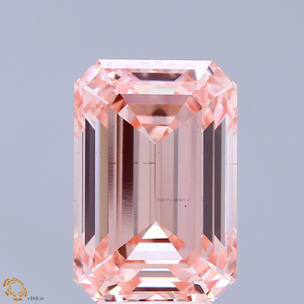 6.89ct Emerald FANCY INTENSE PINK VS2 Lab Created Diamond